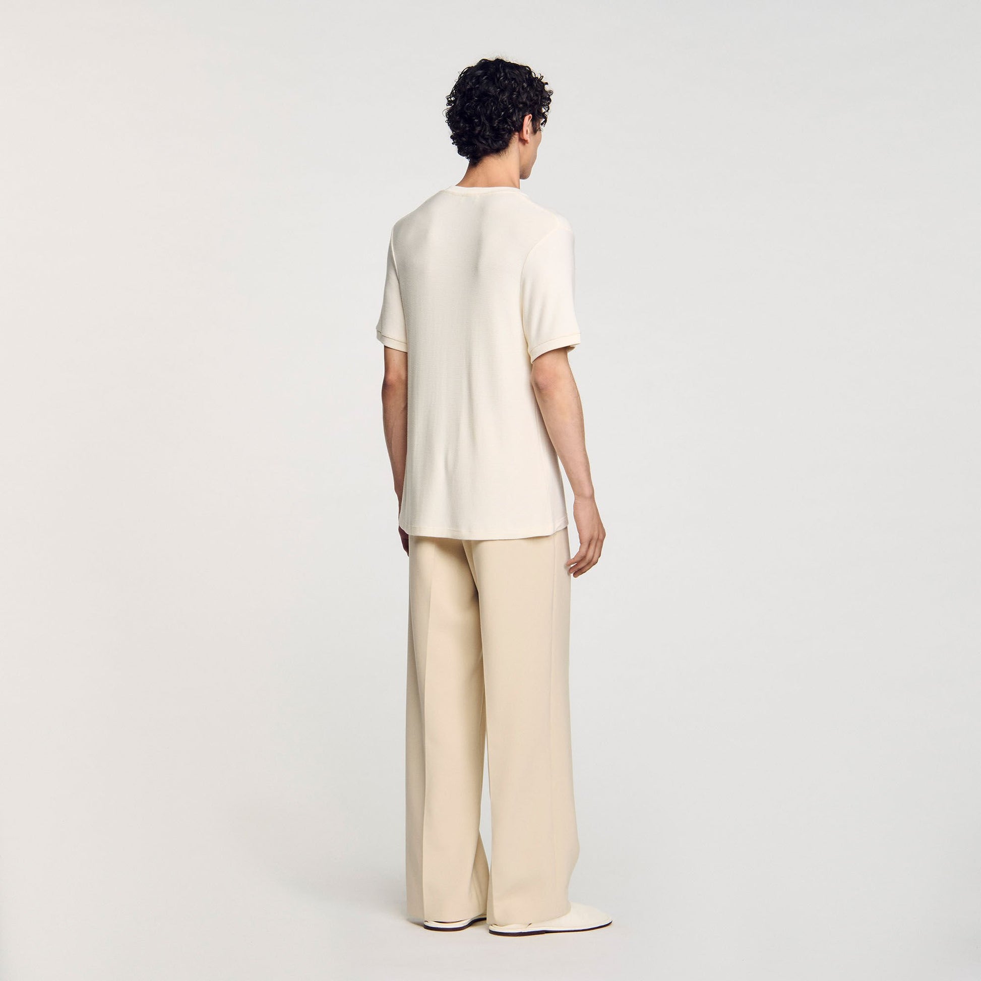 Sandro Mock neck T-shirt Ivory.