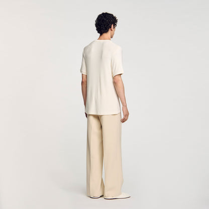Sandro Mock neck T-shirt Ivory.