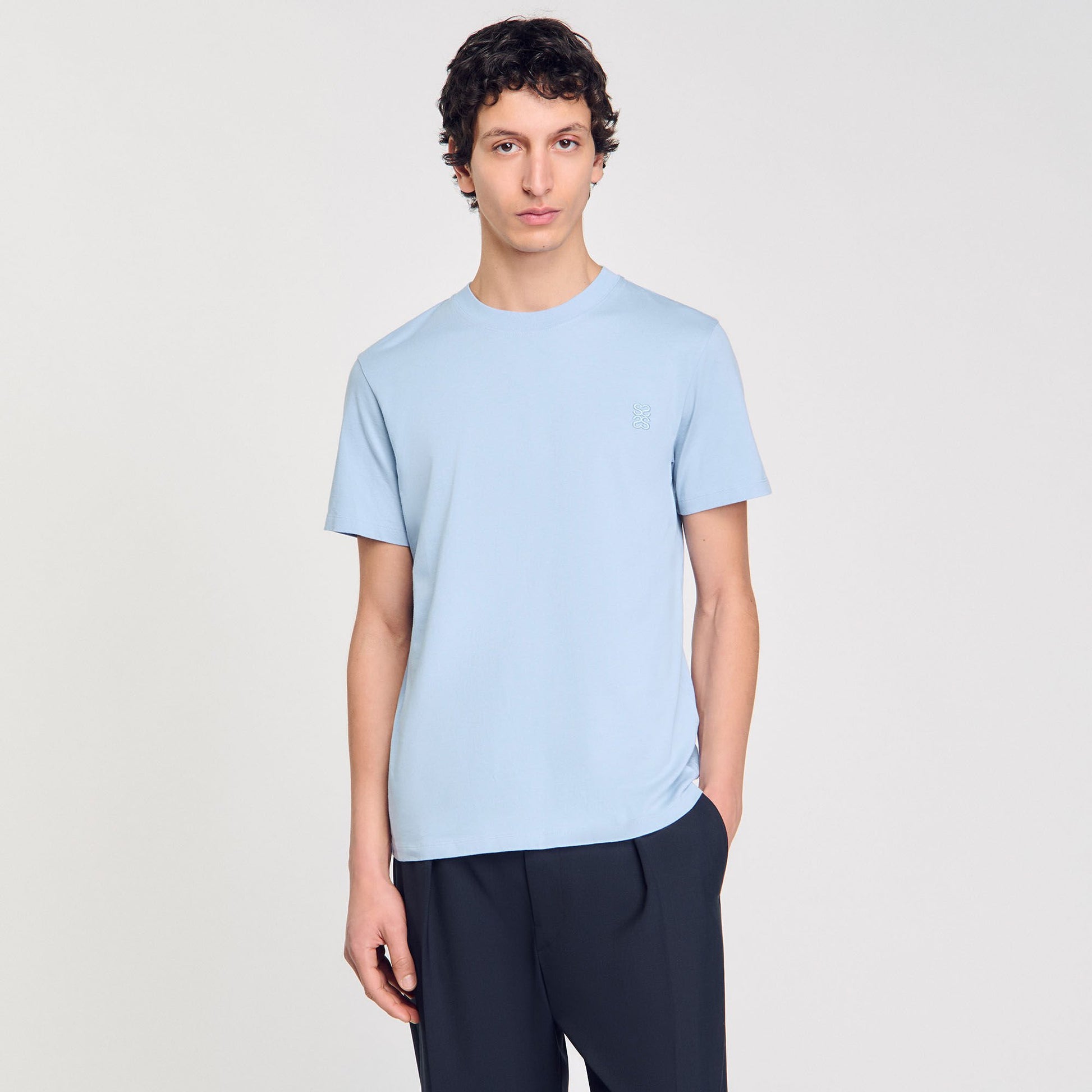 Sandro Cotton T-shirt Blue Sky