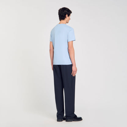 Sandro Cotton T-shirt Blue Sky