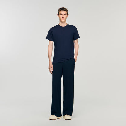 Sandro Cotton T-shirt with logo Midnight Blue