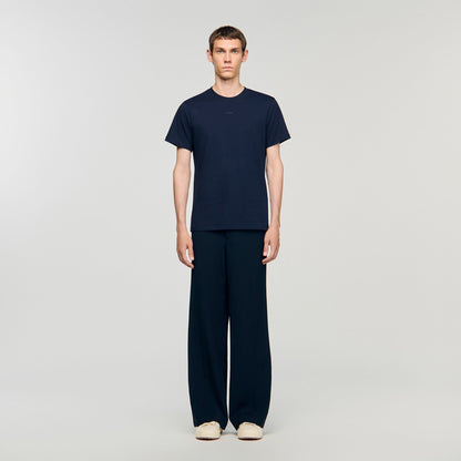 Sandro Cotton T-shirt with logo Midnight Blue