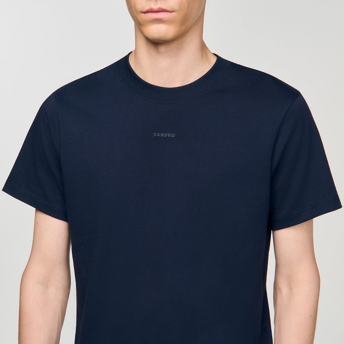 Sandro Cotton T-shirt with logo Midnight Blue