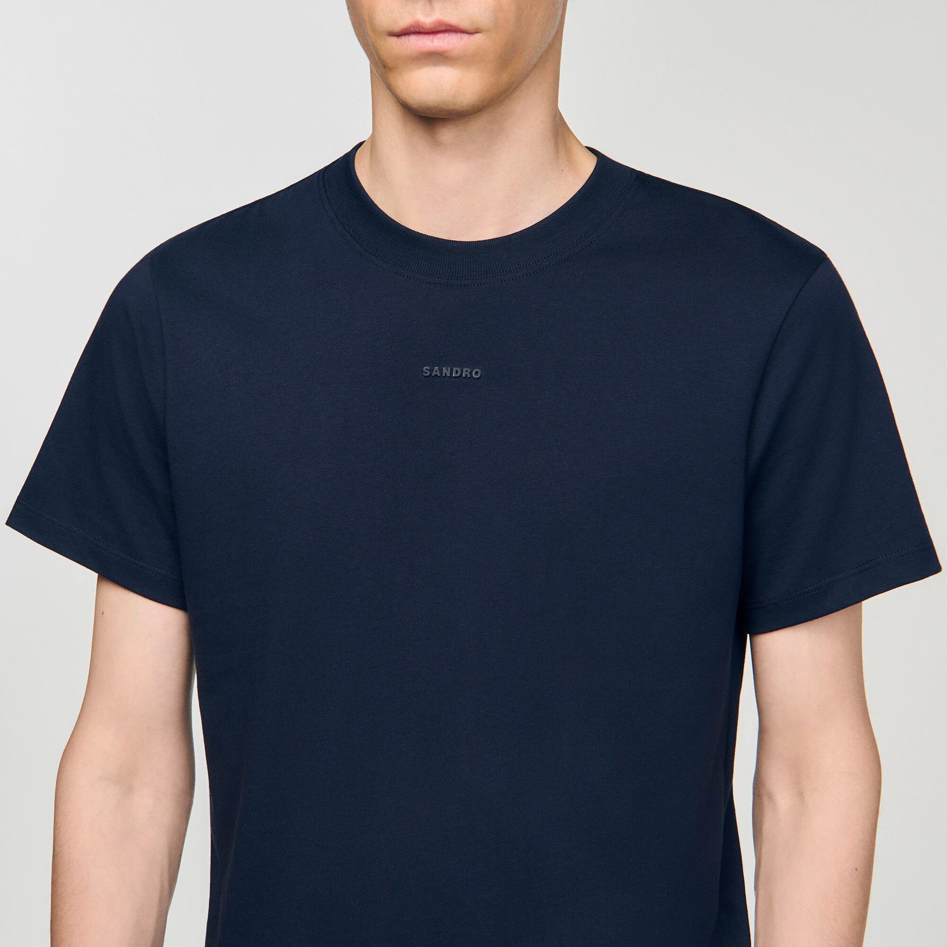 Sandro Cotton T-shirt with logo Midnight Blue