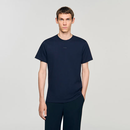Sandro Cotton T-shirt with logo Midnight Blue