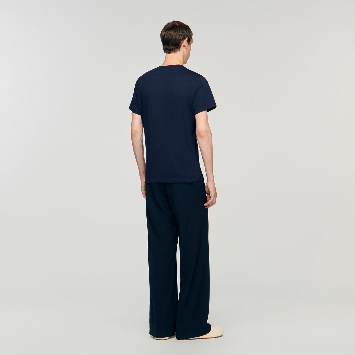 Sandro Cotton T-shirt with logo Midnight Blue