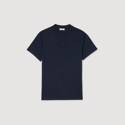 Sandro Cotton T-shirt with logo Midnight Blue