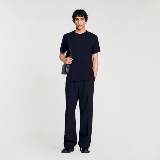 Sandro Cotton T-shirt with logo Black