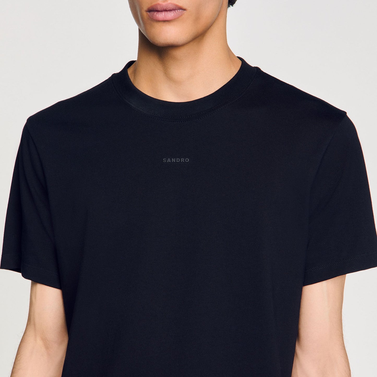 Sandro Cotton T-shirt with logo Black