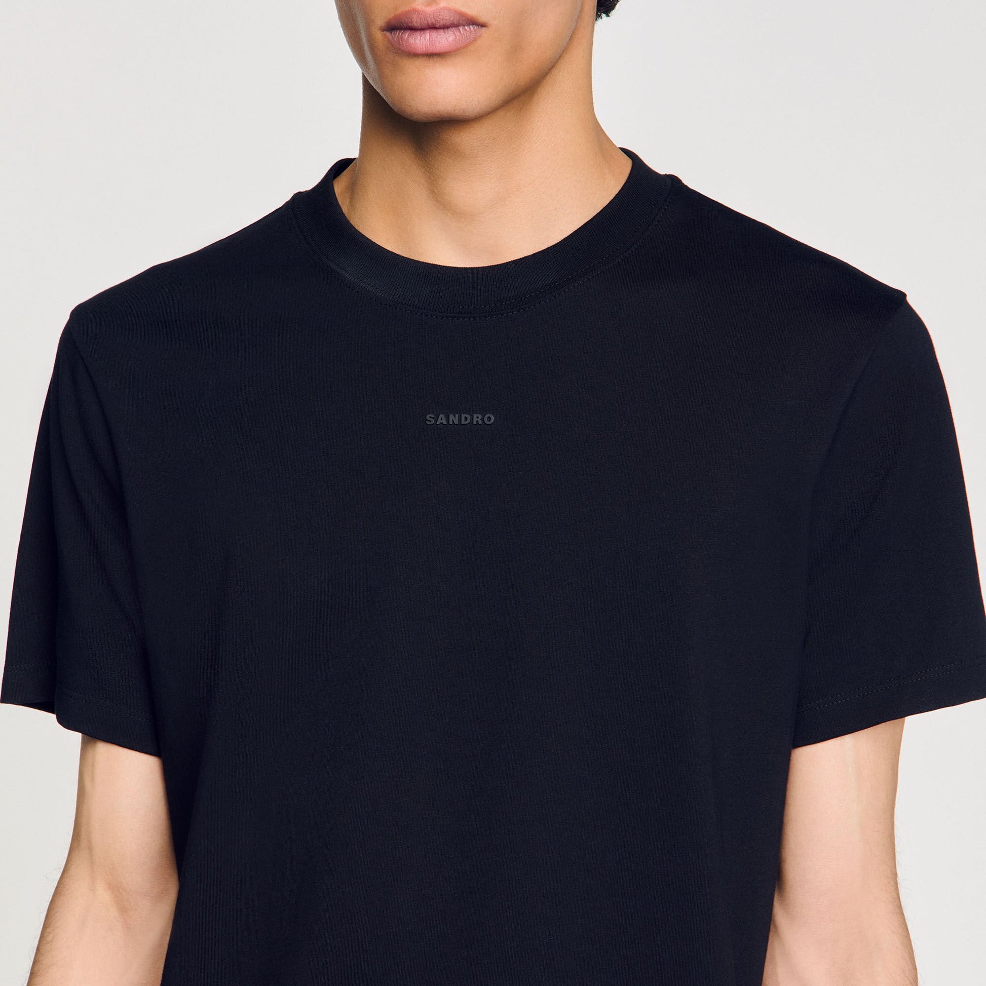 Sandro Cotton T-shirt with logo Black
