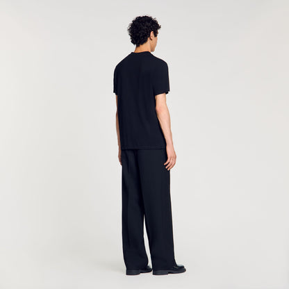Sandro Cotton T-shirt with logo Black