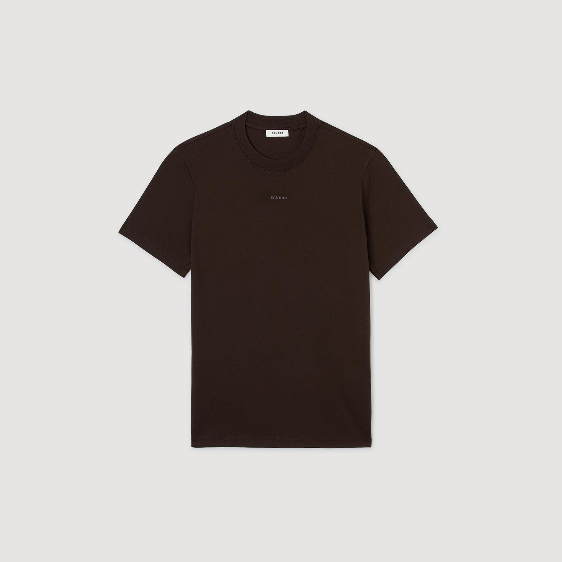 Sandro Cotton T-shirt with logo Chocolate