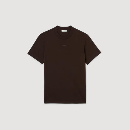 Sandro Cotton T-shirt with logo Chocolate