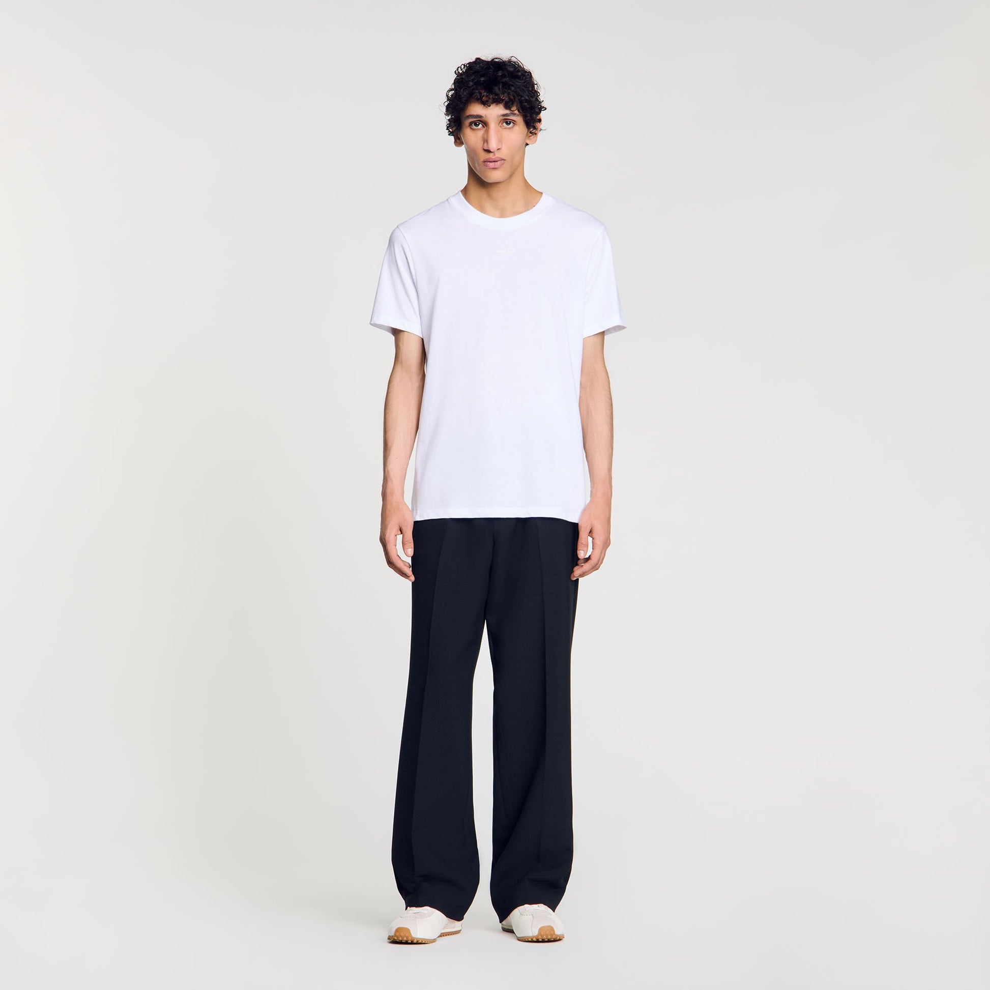 Sandro Cotton T-shirt with logo Optic White