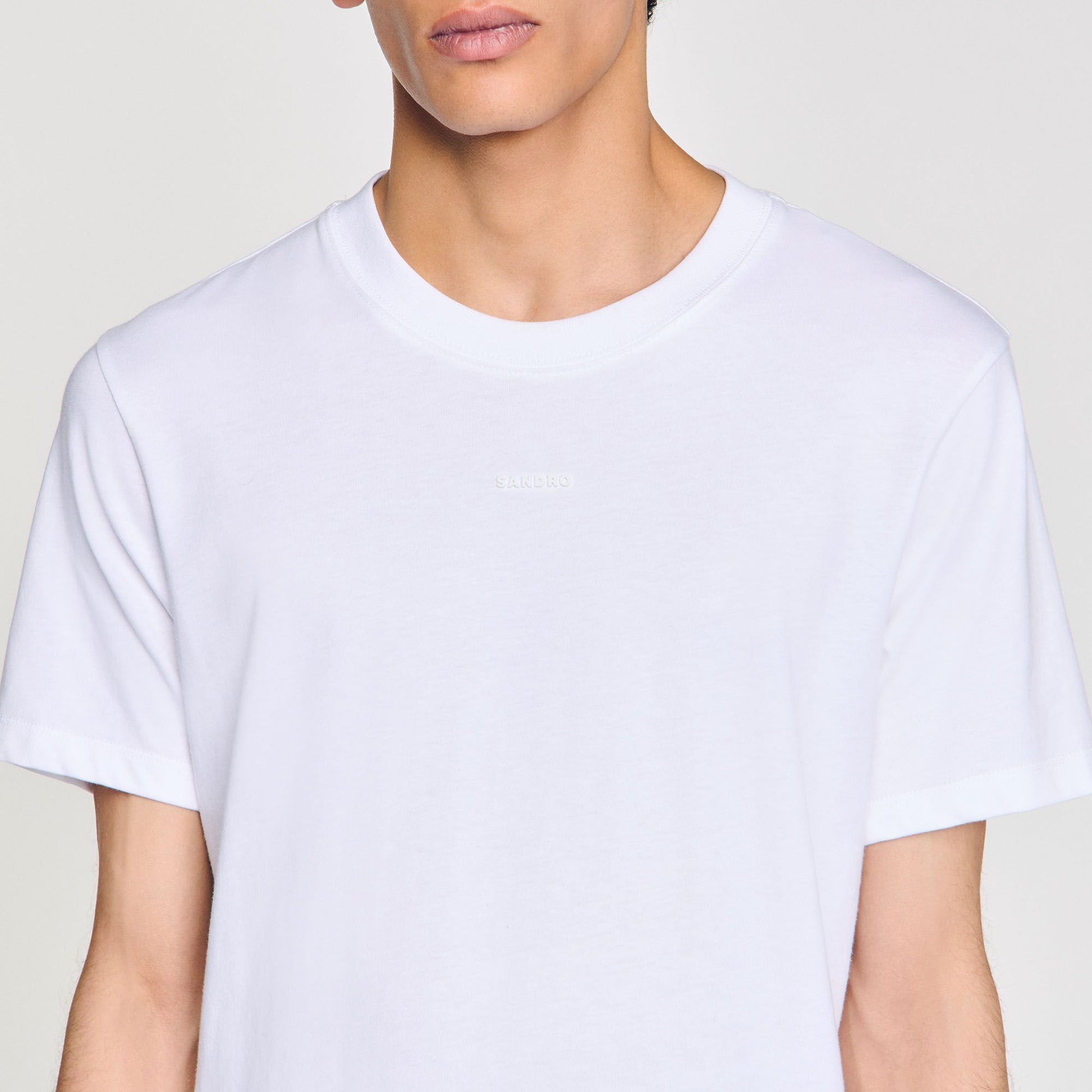 Sandro Cotton T-shirt with logo Optic White