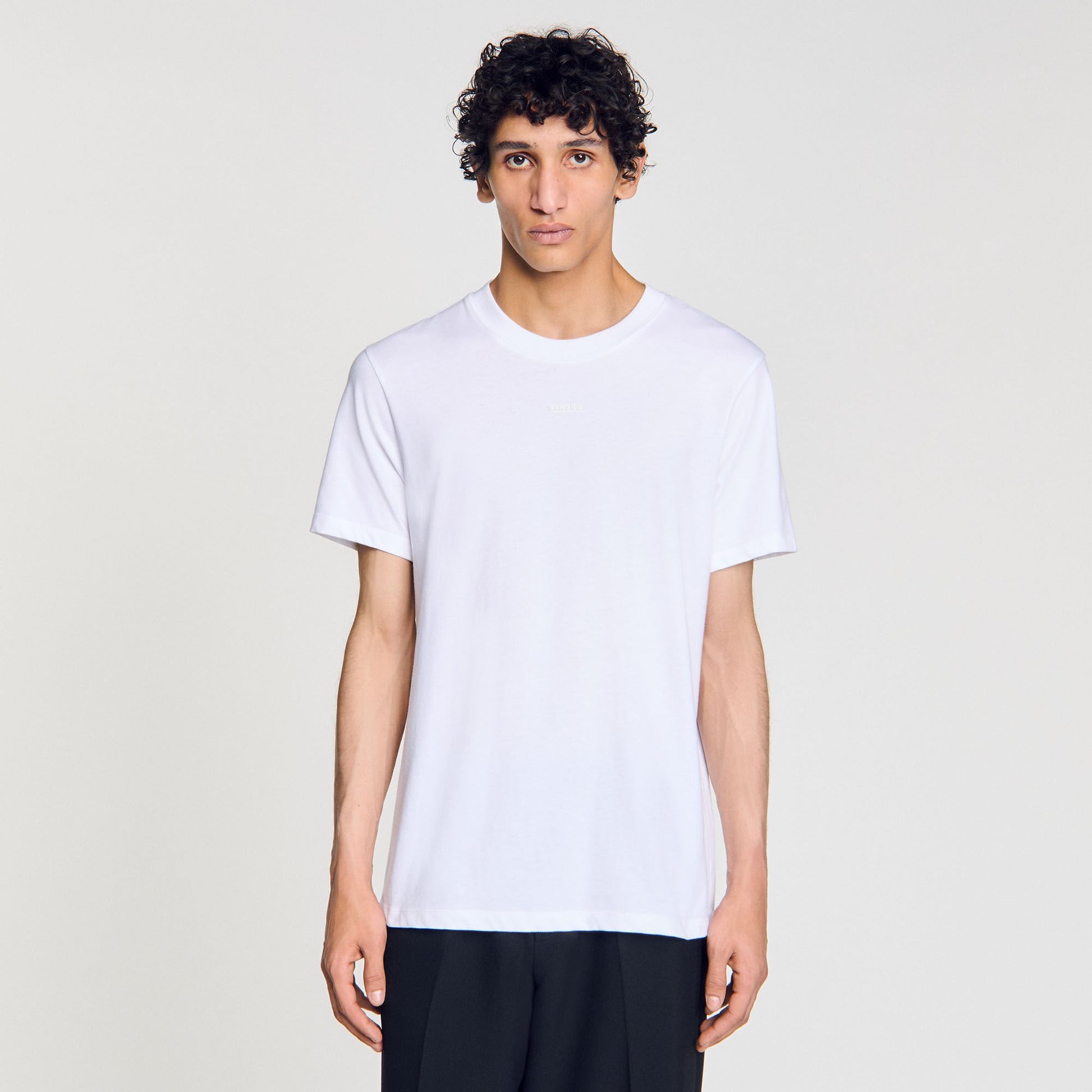 Sandro Cotton T-shirt with logo Optic White
