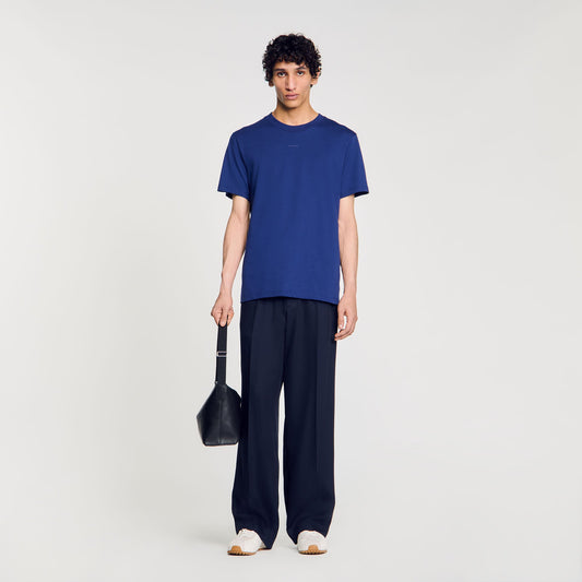 Sandro Cotton T-shirt with logo Royal Blue