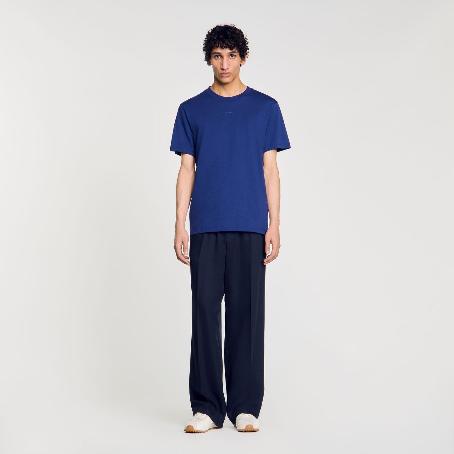 Sandro Cotton T-shirt with logo Royal Blue