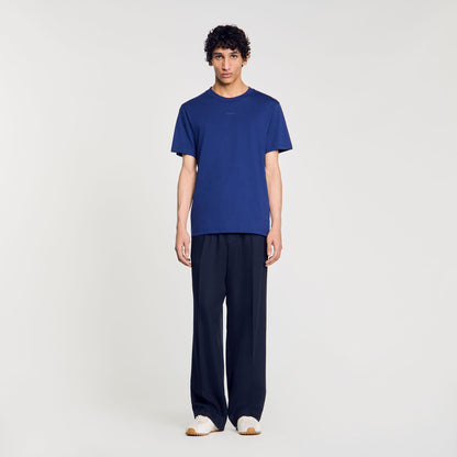Sandro Cotton T-shirt with logo Royal Blue