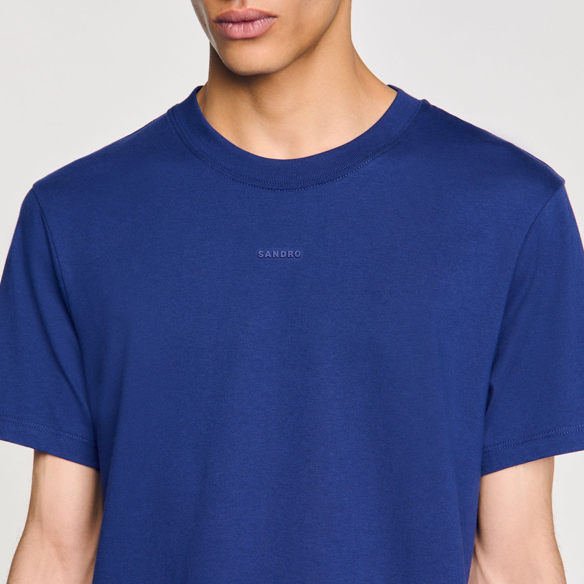 Sandro Cotton T-shirt with logo Royal Blue