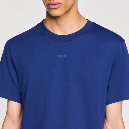 Sandro Cotton T-shirt with logo Royal Blue