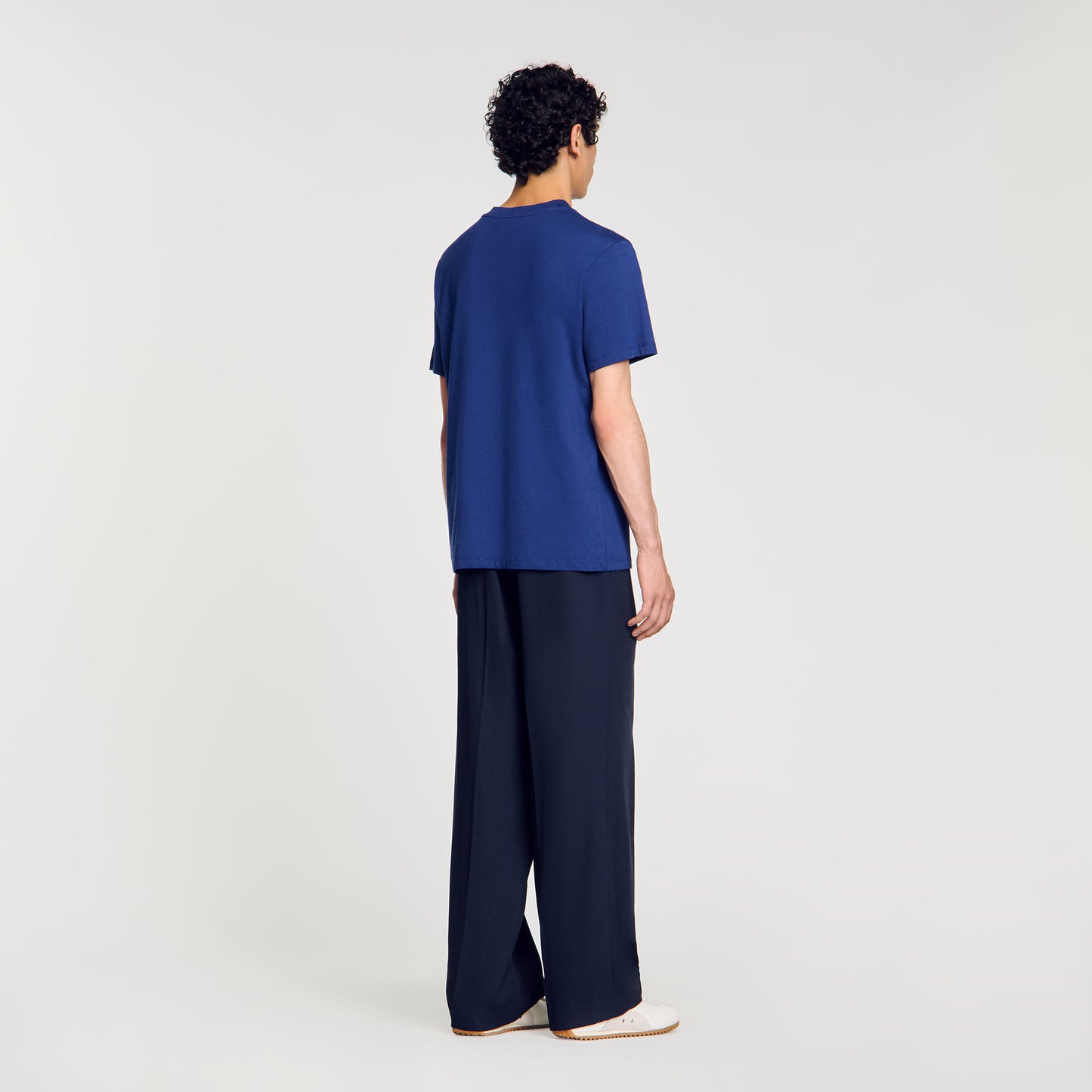 Sandro Cotton T-shirt with logo Royal Blue