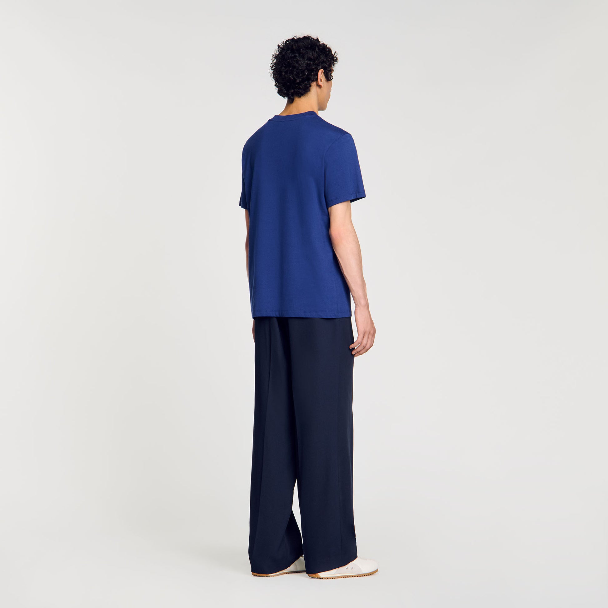 Sandro Cotton T-shirt with logo Royal Blue
