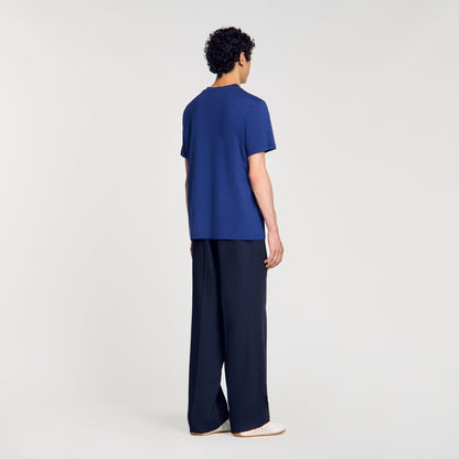 Sandro Cotton T-shirt with logo Royal Blue