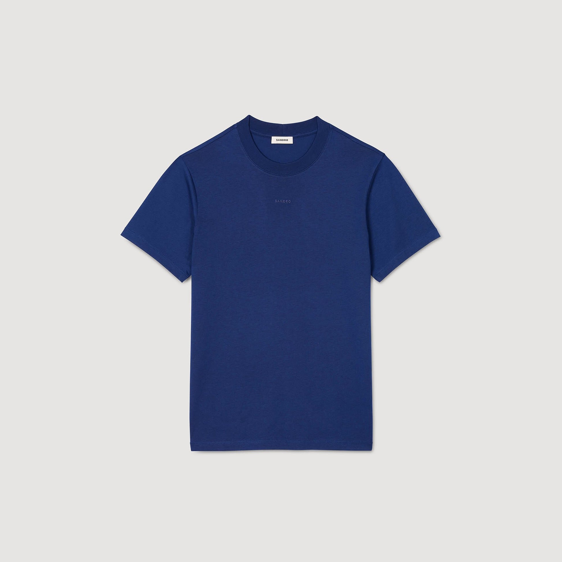 Sandro Cotton T-shirt with logo Royal Blue