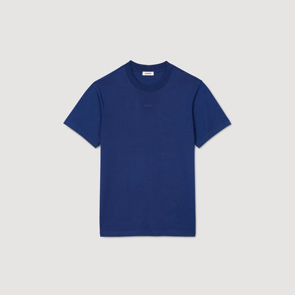 Sandro Cotton T-shirt with logo Royal Blue