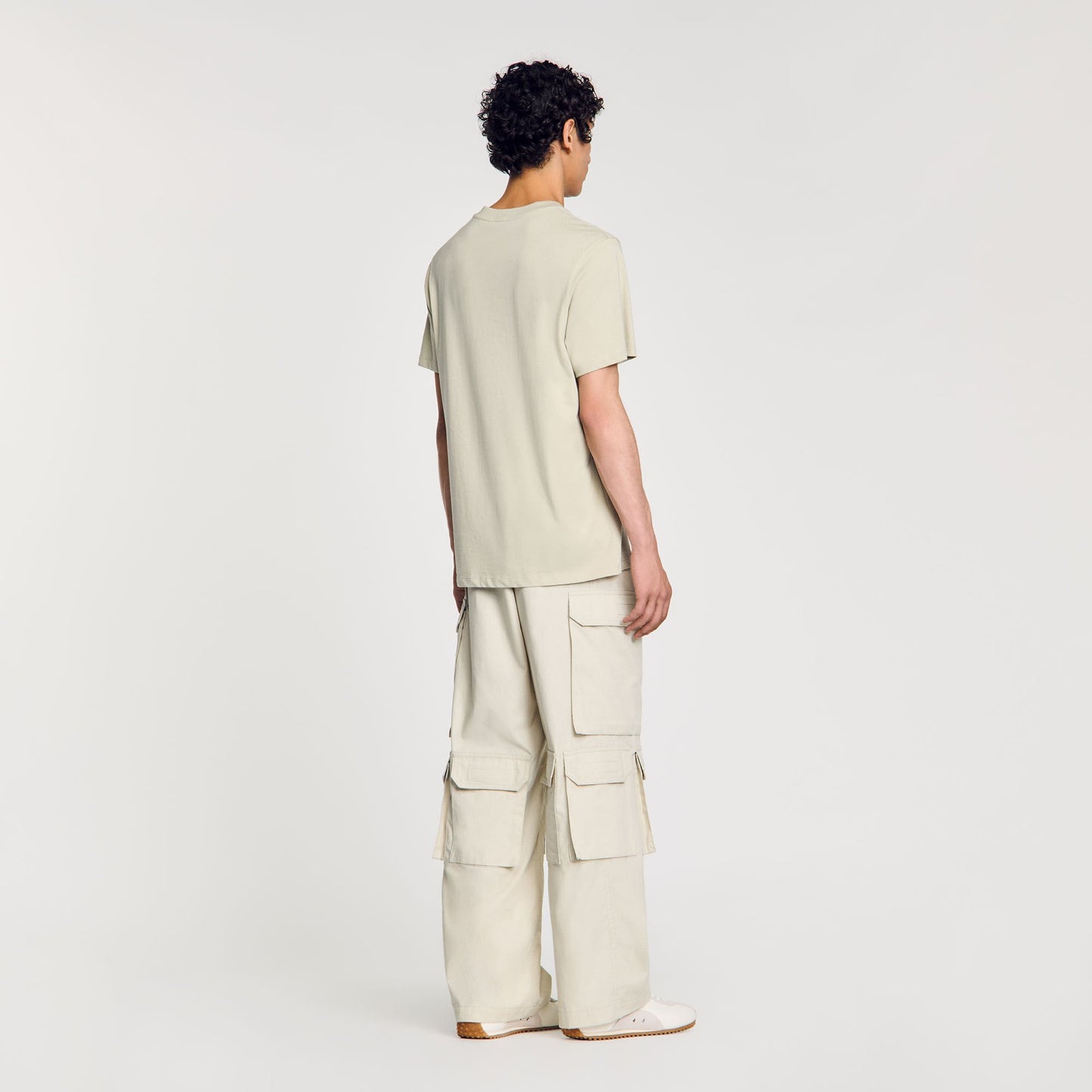 Sandro Cotton T-shirt with logo Light Kaki.