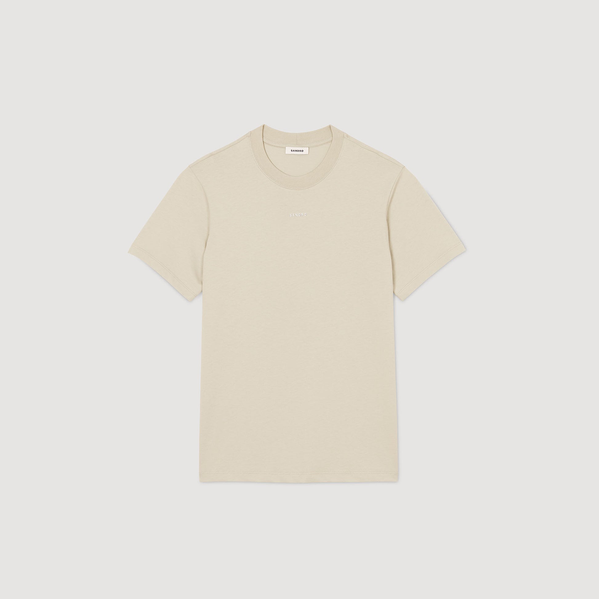 Sandro Cotton T-shirt with logo Light Kaki.