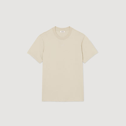 Sandro Cotton T-shirt with logo Light Kaki.