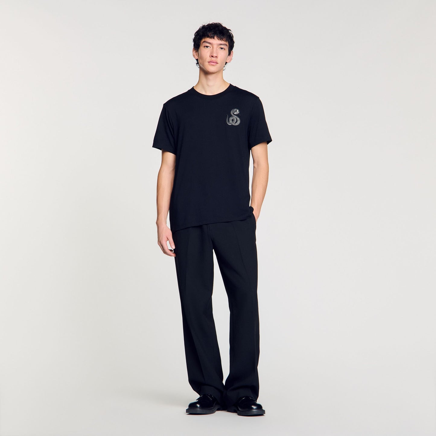 Sandro T-shirt with snake detail Black