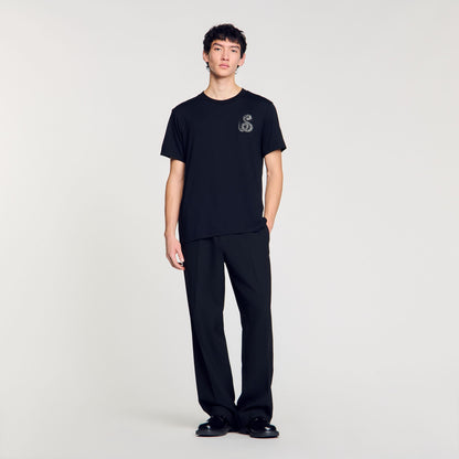 Sandro T-shirt with snake detail Black