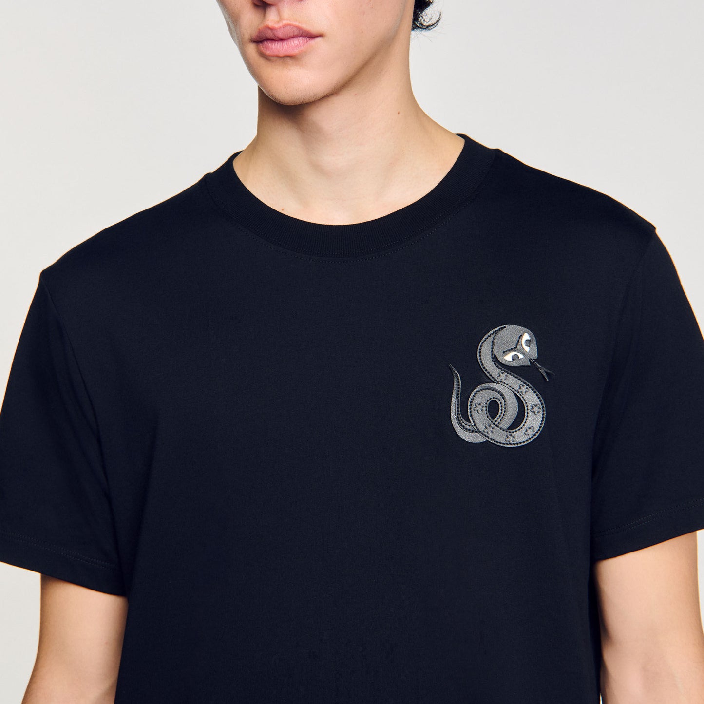 Sandro T-shirt with snake detail Black