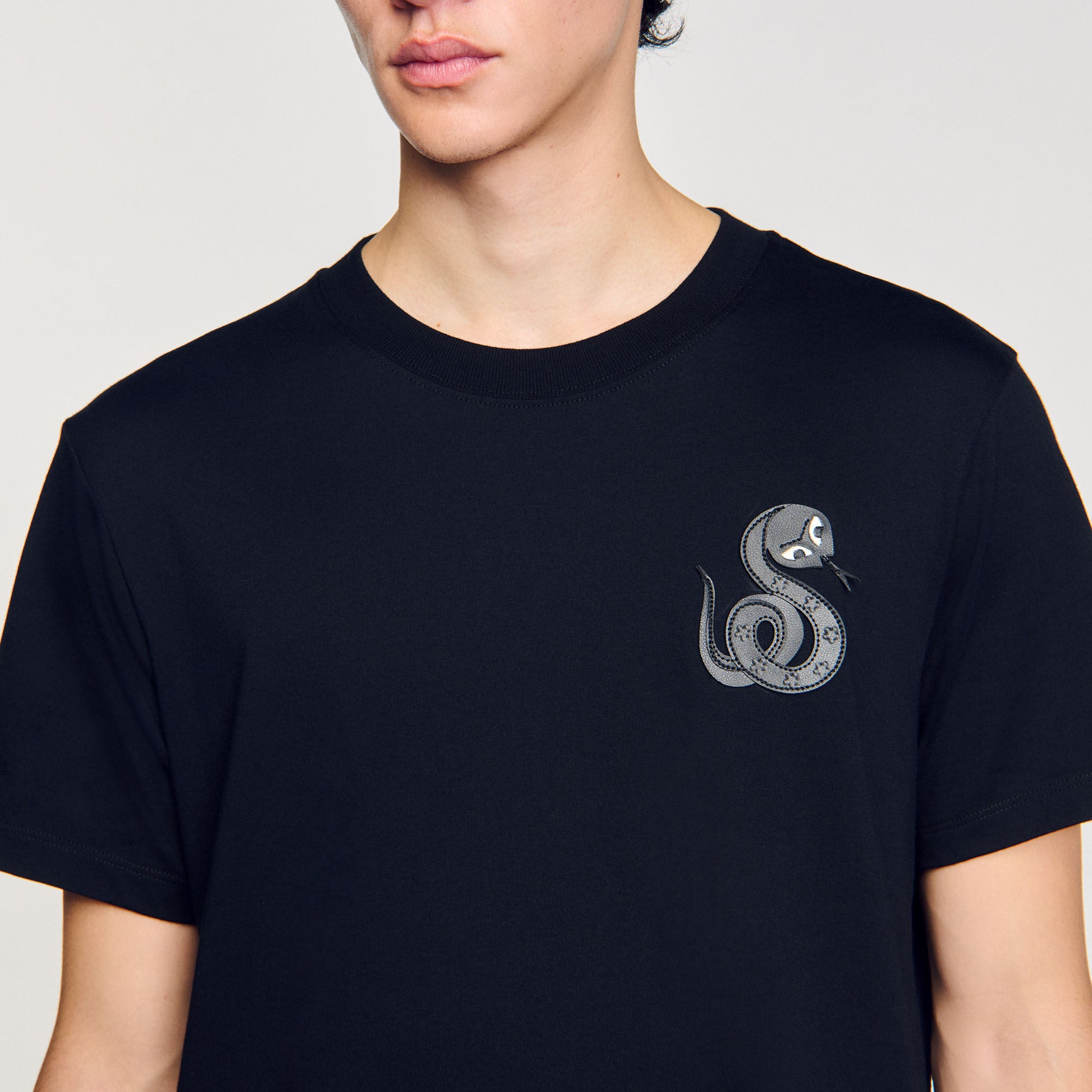 Sandro T-shirt with snake detail Black