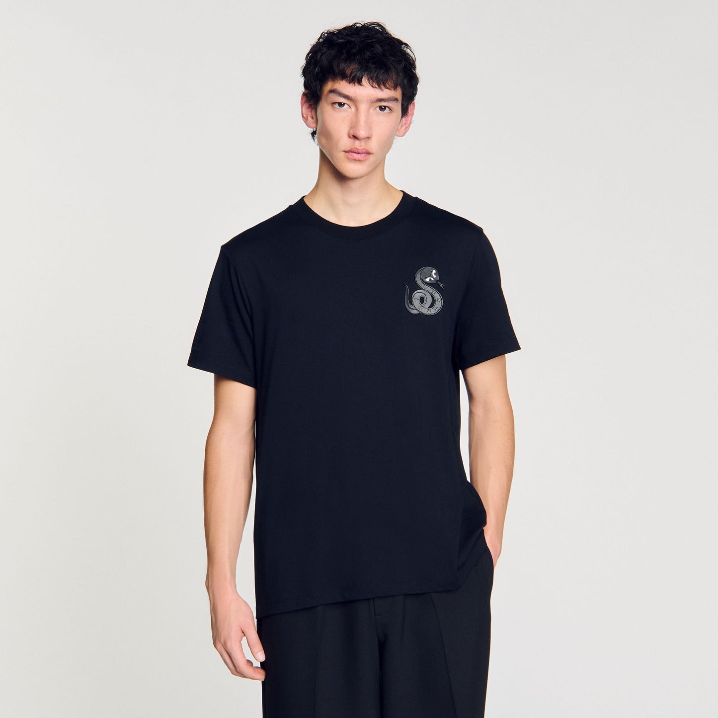 Sandro T-shirt with snake detail Black
