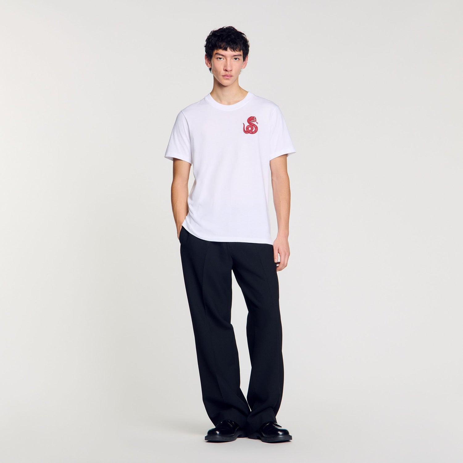 Sandro T-shirt with snake detail Optic White