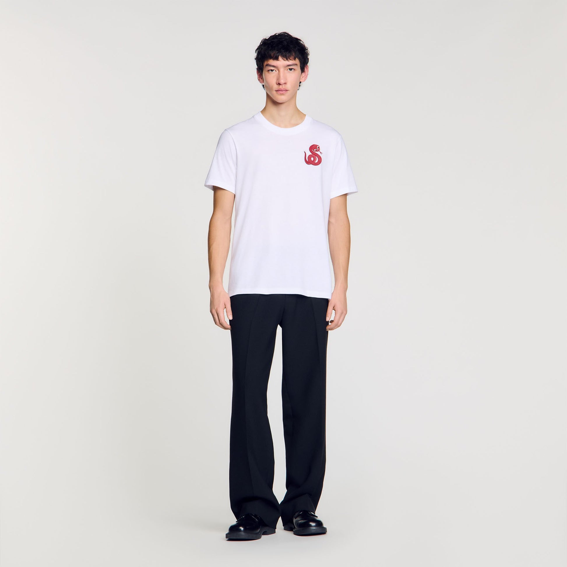 Sandro T-shirt with snake detail Optic White