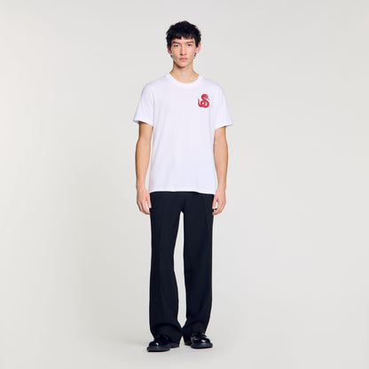 Sandro T-shirt with snake detail Optic White