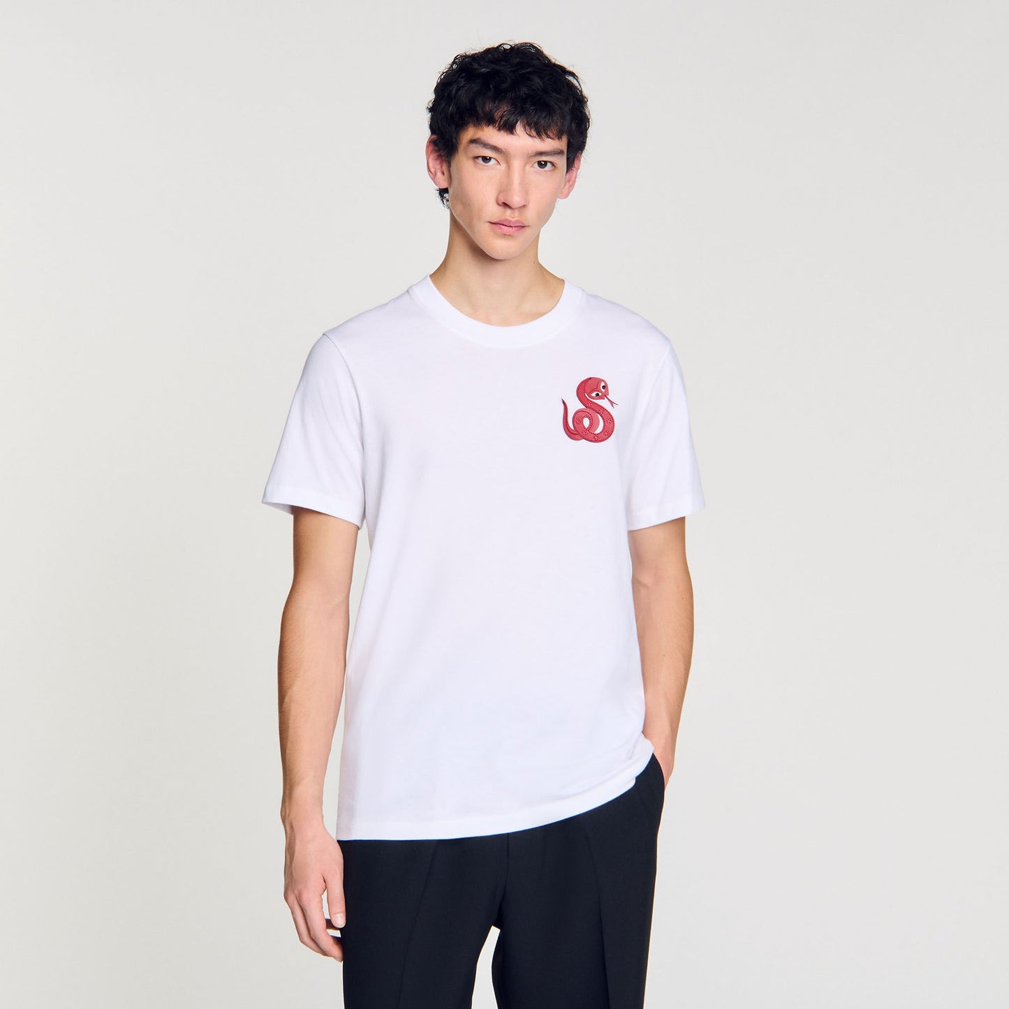 Sandro T-shirt with snake detail Optic White