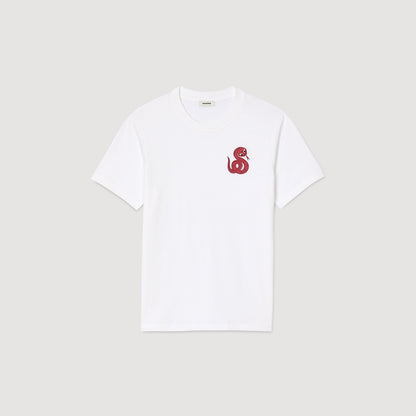 Sandro T-shirt with snake detail Optic White