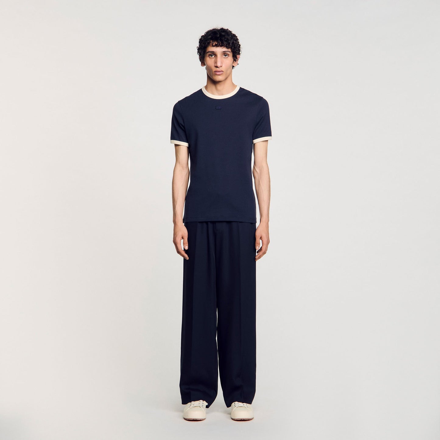 Sandro Two-tone patch T-shirt Navy Blue
