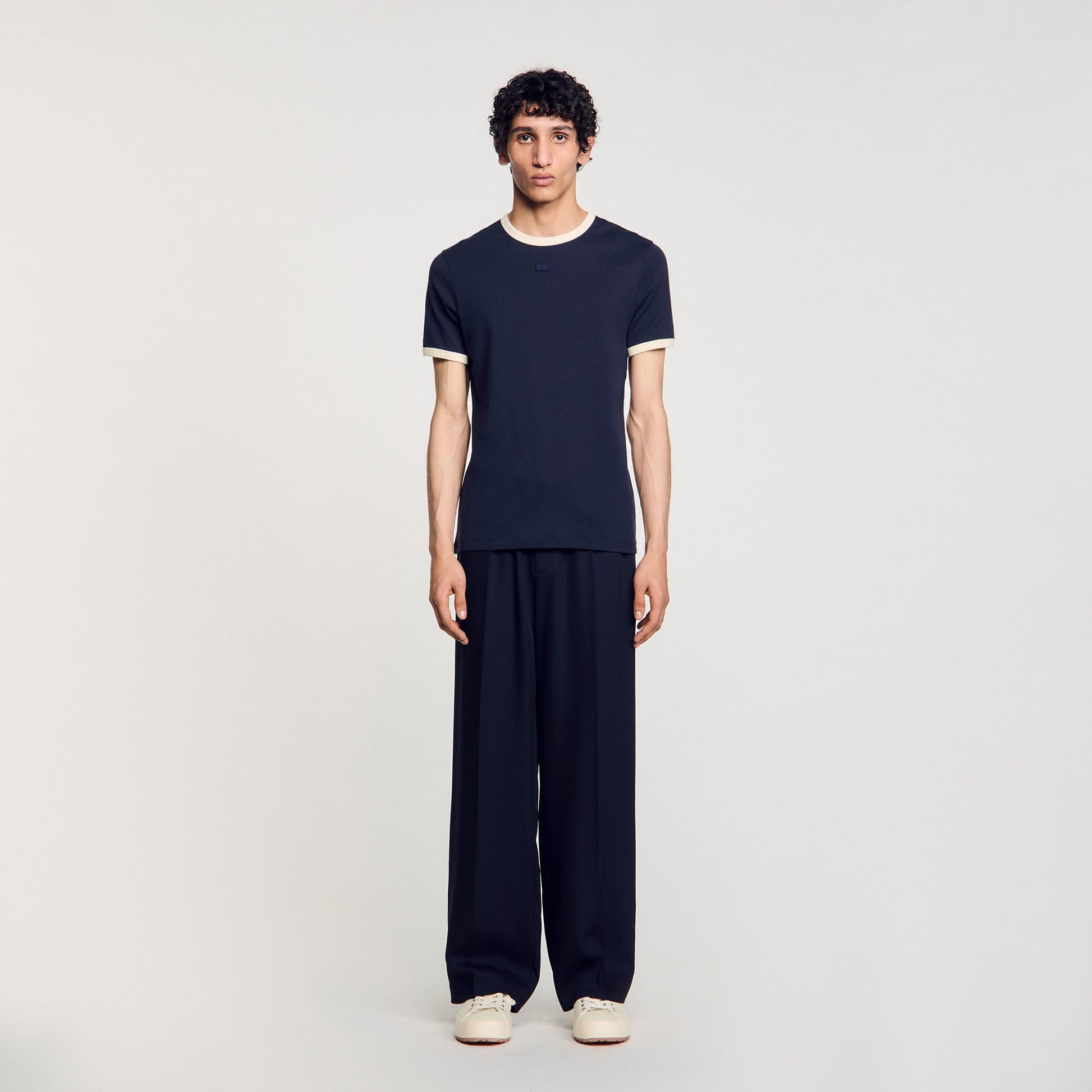 Sandro Two-tone patch T-shirt Navy Blue