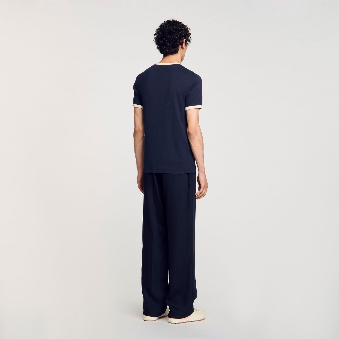 Sandro Two-tone patch T-shirt Navy Blue