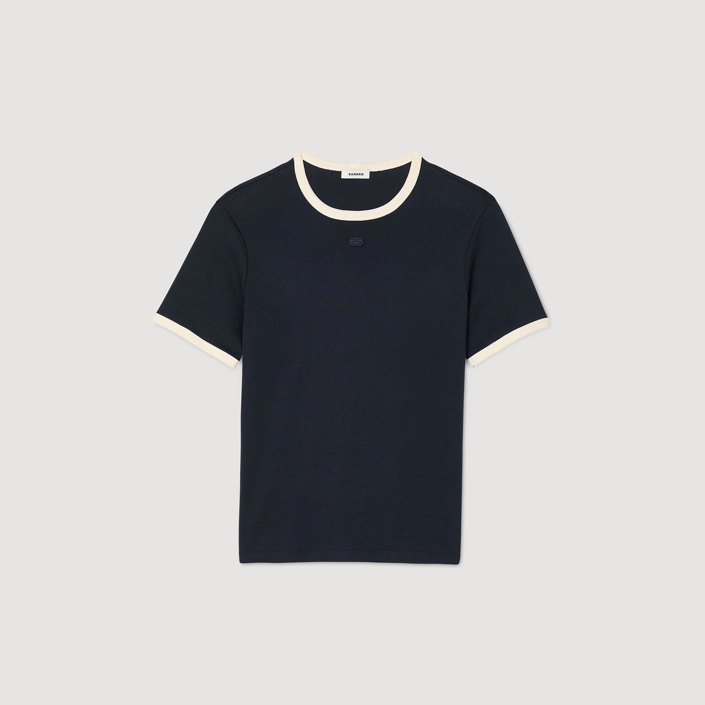 Sandro Two-tone patch T-shirt Navy Blue
