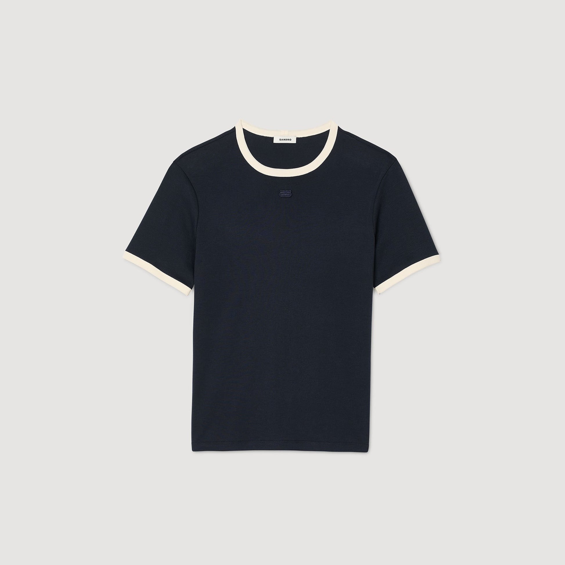 Sandro Two-tone patch T-shirt Navy Blue