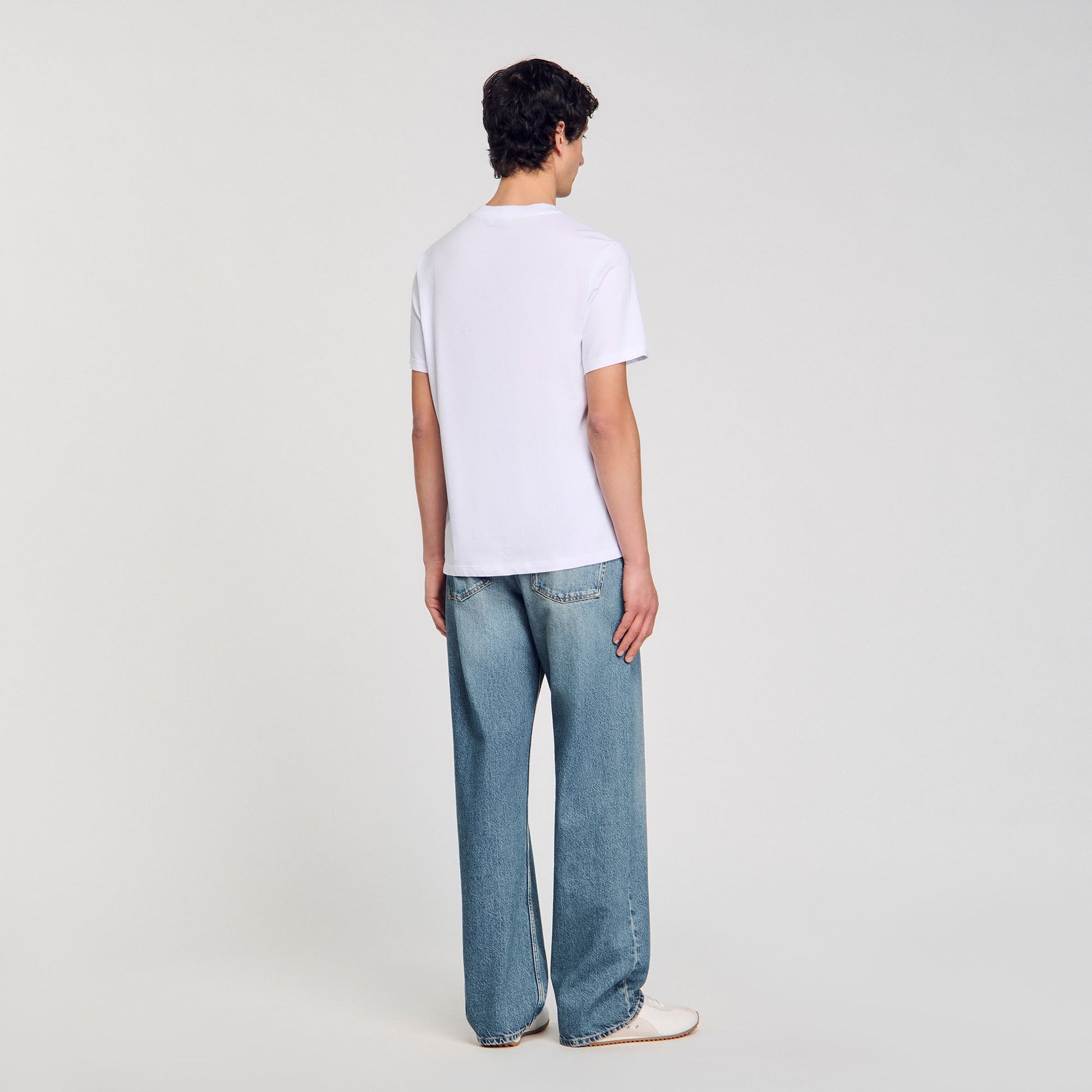 Sandro Wave print cotton T-shirt Optic White