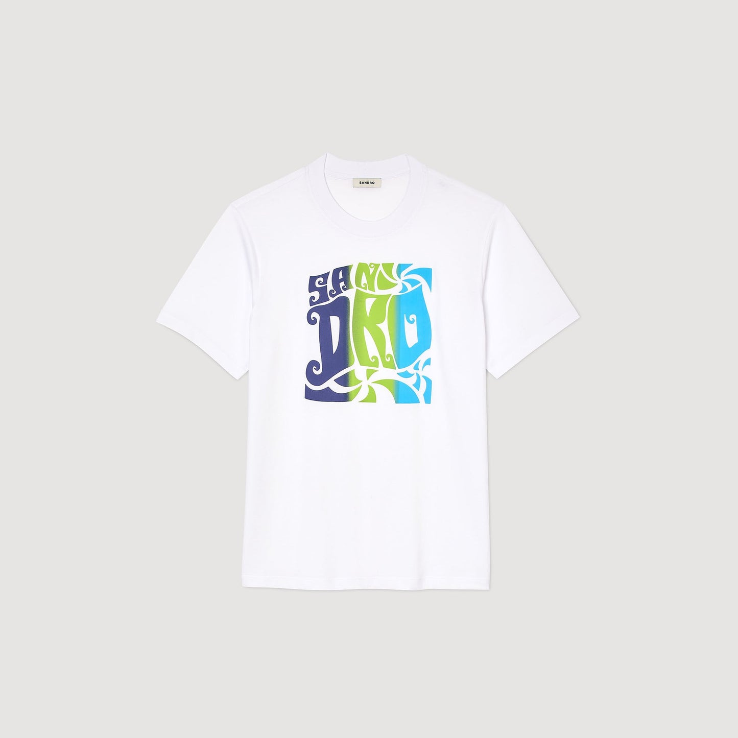 Sandro Wave print cotton T-shirt Optic White